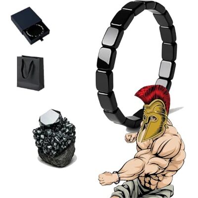 VIVIZEN Hemys Hematiet armband voor heren: natuurlijke mannelijke rand, legendarische steen, Romeinse en Viking-inspiratie (L voor 18,5 tot 19,3 cm) VIVIZEN Hemys Hematiet armband voor heren: natuurlijke mannelijke rand, legendarische steen, Romeinse en Viking-inspiratie (L voor 18,5 tot 19,3 cm)
