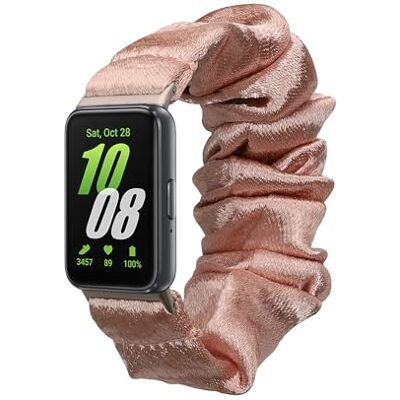 kwmobile Armband compatibel met Samsung Galaxy Fit 3, reservearmband met scrunchie-design, fitnesstracker, goudkleurig metallic kwmobile Armband compatibel met Samsung Galaxy Fit 3, reservearmband met scrunchie-design, fitnesstracker, goudkleurig metallic