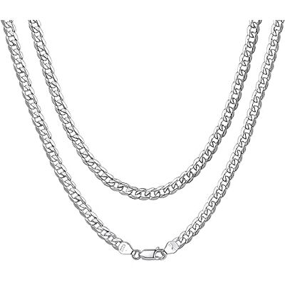 ChainsHouse Zilveren ketting voor heren, 925, massief, grote schakelketting, figar/Cubaanse choker, damesketting, pantserketting voor jongens, kinderen, lengte 46/51/55/61/65/71 cm-3/5 mm, cadeau voor ChainsHouse Zilveren ketting voor heren, 925, massief, grote schakelketting, figar/Cubaanse choker, damesketting, pantserketting voor jongens, kinderen, lengte 46/51/55/61/65/71 cm-3/5 mm, cadeau voor