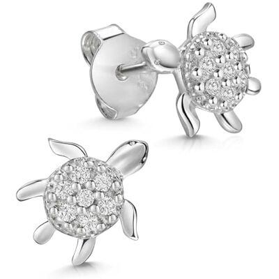 MATERIA by Matthias Wagner 925 zilveren schildpad oorbellen met SO-270 zirkonia, sterling zilver, kubieke zirkonia, Sterling Zilver Kubieke Zirkonia, Zirkonia MATERIA by Matthias Wagner 925 zilveren schildpad oorbellen met SO-270 zirkonia, sterling zilver, kubieke zirkonia, Sterling Zilver Kubieke Zirkonia, Zirkonia