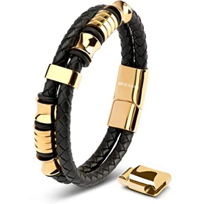 SERASAR Spirit leren armband voor heren, verschillende lengtes, roestvrij stalen magnetische sluiting, met juwelendoosje, geweldig cadeau SERASAR Spirit leren armband voor heren, verschillende lengtes, roestvrij stalen magnetische sluiting, met juwelendoosje, geweldig cadeau