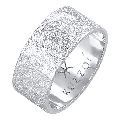 Kuzzoi Handgesmede herenring van 925 sterling zilver in used look, gepolijst, ringmaat 60-66 Bague en argent au look usé avec structure rustique polie, taille 60 à 66 Kuzzoi Handgesmede herenring van 925 sterling zilver in used look, gepolijst, ringmaat 60-66 Bague en argent au look usé avec structure rustique polie, taille 60 à 66