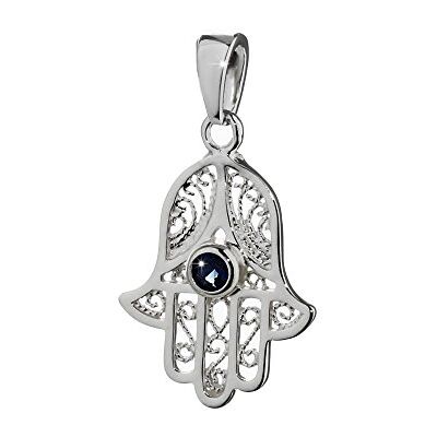 NKlaus 925 sterling zilveren hanger zirkonia blauw hand van Fatima 20 x 16 mm oog van Fatima 5091 NKlaus 925 sterling zilveren hanger zirkonia blauw hand van Fatima 20 x 16 mm oog van Fatima 5091
