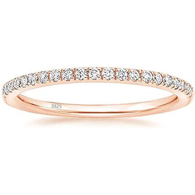 Scott Eternity Ring 925 sterling zilver met zirkonia kristal damesring in zilver, roségoud en goud voor dames met steen en smal (Roségoud, 58) Scott Eternity Ring 925 sterling zilver met zirkonia kristal damesring in zilver, roségoud en goud voor dames met steen en smal (Roségoud, 58)