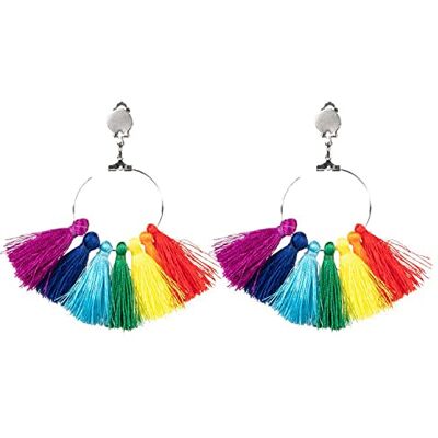 Boland 44742 regenboog kwastje oorbellen met clip oorbellen mode-accessoires kostuum carnaval themafeest Boland 44742 regenboog kwastje oorbellen met clip oorbellen mode-accessoires kostuum carnaval themafeest