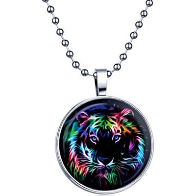 Yumilok Sieraden Halsketting met hanger, blauw, van legering en hars, tijgerkop, cool, modieus, kleurrijk, voor dames en heren, cadeau voor Allerheiligen, hars, kristal Yumilok Sieraden Halsketting met hanger, blauw, van legering en hars, tijgerkop, cool, modieus, kleurrijk, voor dames en heren, cadeau voor Allerheiligen, hars, kristal