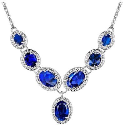CWZZWS Halsketting met edelstenen voor dames, keuze uit 5 kleuren, 925, banketsieraden, aquamarijn, robijn, gemaakt in China CWZZWS Halsketting met edelstenen voor dames, keuze uit 5 kleuren, 925, banketsieraden, aquamarijn, robijn, gemaakt in China