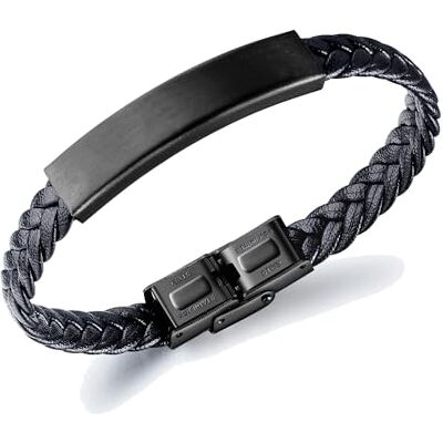 cholinchin Gevlochten leren armband voor mannen tieners jongens geweven armbanden roestvrij stalen armbanden cadeau voor tieners favoriete persoon Kerstmis verjaardag (21 cm) cholinchin Gevlochten leren armband voor mannen tieners jongens geweven armbanden roestvrij stalen armbanden cadeau voor tieners favoriete persoon Kerstmis verjaardag (21 cm)