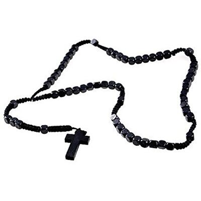 DonDon Houten rozenkrans, ketting met zwarte kralen, hout, parel DonDon Houten rozenkrans, ketting met zwarte kralen, hout, parel