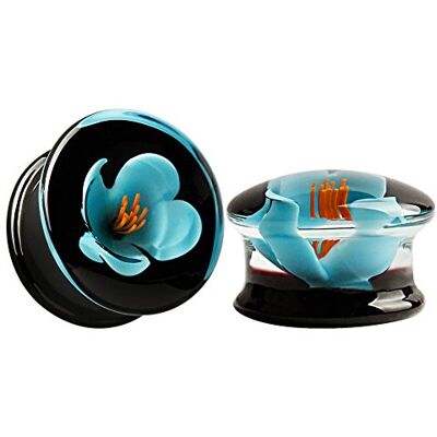 KUBOOZ (1 paar) Handgemaakte Blauwe Bloem Oorbellen Glazen Tunnels Meters Piercings Stretcher, Glas, Geen edelsteen KUBOOZ (1 paar) Handgemaakte Blauwe Bloem Oorbellen Glazen Tunnels Meters Piercings Stretcher, Glas, Geen edelsteen