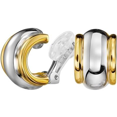 Traveller Oorbellen met clip, verguld/platina/tweekleurig Traveller Oorbellen met clip, verguld/platina/tweekleurig