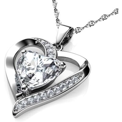 DEPHINI Heart Halsketting / halsketting hart / hartjes ketting zilver 925 zilver dames sieraden / dames sieraden ideaal cadeau / cadeautip doos / doos / luxe Doos inbegrepen (wit 4) DEPHINI Heart Halsketting / halsketting hart / hartjes ketting zilver 925 zilver dames sieraden / dames sieraden ideaal cadeau / cadeautip doos / doos / luxe Doos inbegrepen (wit 4)
