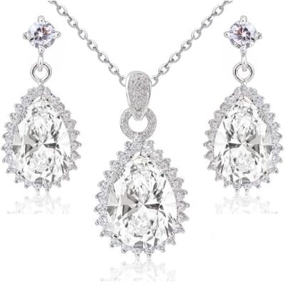 Crystalline Azuria Bruiloft Tranen Sieradensets voor Bruid Bruidsmeisje Sieraden Ketting Hanger en Oorbellen Sieradenset voor Vrouwen en Meisjes Crystalline Azuria Bruiloft Tranen Sieradensets voor Bruid Bruidsmeisje Sieraden Ketting Hanger en Oorbellen Sieradenset voor Vrouwen en Meisjes