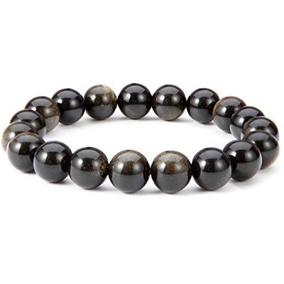 Thajaling 10 mm gouden obsidiaan stretch armband ronde parel gouden glans obsidiaan armbanden voor dames heren 10 mm basismetaal, Basismetaal Thajaling 10 mm gouden obsidiaan stretch armband ronde parel gouden glans obsidiaan armbanden voor dames heren 10 mm basismetaal, Basismetaal