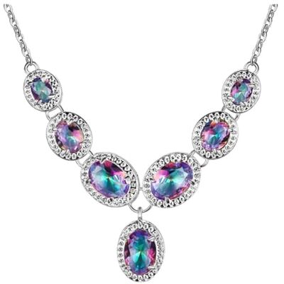 CWZZWS Halsketting met edelstenen voor dames, keuze uit 5 kleuren, 925, banketsieraden, aquamarijn, robijn, gemaakt in China CWZZWS Halsketting met edelstenen voor dames, keuze uit 5 kleuren, 925, banketsieraden, aquamarijn, robijn, gemaakt in China