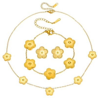 Hanaoops 18k gouden klaver sieraden ketting oorbellen armband Hanaoops 18k gouden klaver sieraden ketting oorbellen armband