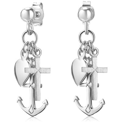MATERIA by Matthias Wagner MATERIA Speme 925 sterling zilveren oorbellen met anker kruis hart en doos #SO-251, sterling zilver MATERIA by Matthias Wagner MATERIA Speme 925 sterling zilveren oorbellen met anker kruis hart en doos #SO-251, sterling zilver