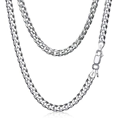 Amberta Cubaanse ketting voor dames, van massief 925 sterling zilver, Italiaanse schakels, Miami, Sterling Zilver, Geen edelsteen Amberta Cubaanse ketting voor dames, van massief 925 sterling zilver, Italiaanse schakels, Miami, Sterling Zilver, Geen edelsteen