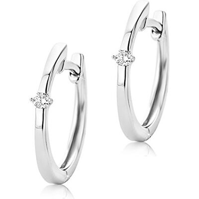 OROVI Damessieraden, oorbellen van witgoud met diamanten 0,02 karaat, creolen 9 karaat/375 goud, witgoud, diamant, witgoud, diamant OROVI Damessieraden, oorbellen van witgoud met diamanten 0,02 karaat, creolen 9 karaat/375 goud, witgoud, diamant, witgoud, diamant