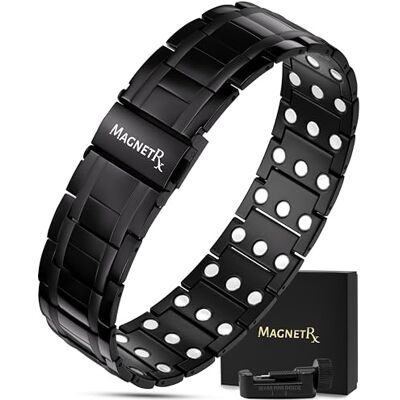 MagnetRX ® 3 x sterke titanium magnetische armband magnetische armbanden voor mannen (zwart) MagnetRX ® 3 x sterke titanium magnetische armband magnetische armbanden voor mannen (zwart)