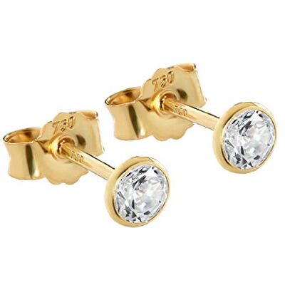 NKlaus 1 paar geelgoud 750 gouden oorbellen 4 mm zirkonia wit goud zirkonia 2613, geelgoud, zirkonia NKlaus 1 paar geelgoud 750 gouden oorbellen 4 mm zirkonia wit goud zirkonia 2613, geelgoud, zirkonia