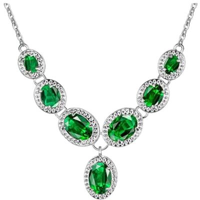 CWZZWS Halsketting met edelstenen voor dames, keuze uit 5 kleuren, 925, banketsieraden, aquamarijn, robijn, gemaakt in China CWZZWS Halsketting met edelstenen voor dames, keuze uit 5 kleuren, 925, banketsieraden, aquamarijn, robijn, gemaakt in China