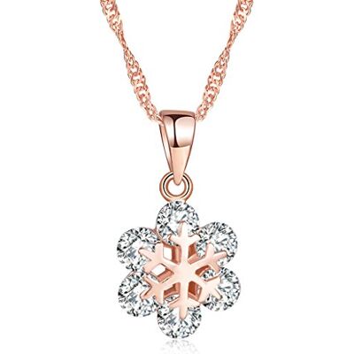 Unendlich U Infinite U Halsketting met hanger, sneeuwvlok met zirkonia, glanzend, S925 zilver, roségoud, voor dames, meisjes, als cadeau, zirkonia, zirkonia, zirkonia, zirkonia Unendlich U Infinite U Halsketting met hanger, sneeuwvlok met zirkonia, glanzend, S925 zilver, roségoud, voor dames, meisjes, als cadeau, zirkonia, zirkonia, zirkonia, zirkonia