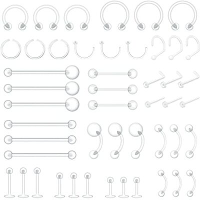 MixPiercing 48 stuks Doorzichtige Piercing Houders Kunststof Piercingsieraden voor Tong Tepel Neus Wenkbrauw Septum Oorbel Tragus Lip Labret Noppen Industriële Staaf voor Chirurgie MRI MixPiercing 48 stuks Doorzichtige Piercing Houders Kunststof Piercingsieraden voor Tong Tepel Neus Wenkbrauw Septum Oorbel Tragus Lip Labret Noppen Industriële Staaf voor Chirurgie MRI