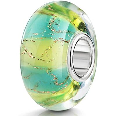 MATERIA by Matthias Wagner Materia #351 Murano glazen hanger gestreept 925 zilver blauw sterling zilver glas MATERIA by Matthias Wagner Materia #351 Murano glazen hanger gestreept 925 zilver blauw sterling zilver glas