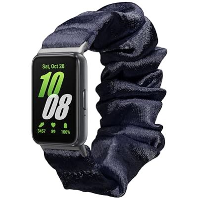 kwmobile Armband compatibel met Samsung Galaxy Fit 3, reservearmband met scrunchie-design voor fitnesstracker, blauw metallic kwmobile Armband compatibel met Samsung Galaxy Fit 3, reservearmband met scrunchie-design voor fitnesstracker, blauw metallic