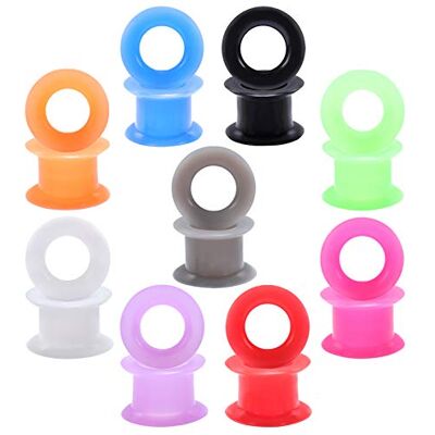 ZeSen Jewelry 9 paar Mix Kleur Zachte Siliconen Doble Flare Oordopjes Tunnels Expander Oor Piercing Meters Silicone, zonder steen, Siliconen, Zonder steen ZeSen Jewelry 9 paar Mix Kleur Zachte Siliconen Doble Flare Oordopjes Tunnels Expander Oor Piercing Meters Silicone, zonder steen, Siliconen, Zonder steen
