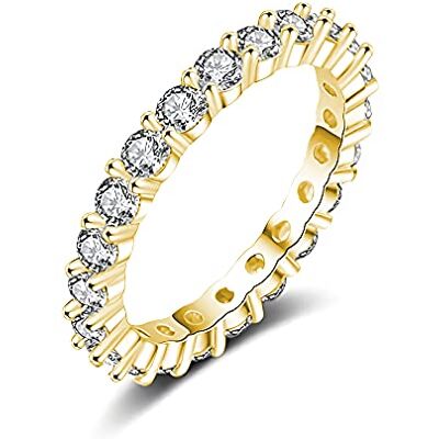Scott Eternity Deluxe ring van 925 sterling zilver met zirkonia kristallen, damesring in zilver en roségoud voor dames met stenen, Sterling zilver, roségoud Scott Eternity Deluxe ring van 925 sterling zilver met zirkonia kristallen, damesring in zilver en roségoud voor dames met stenen, Sterling zilver, roségoud