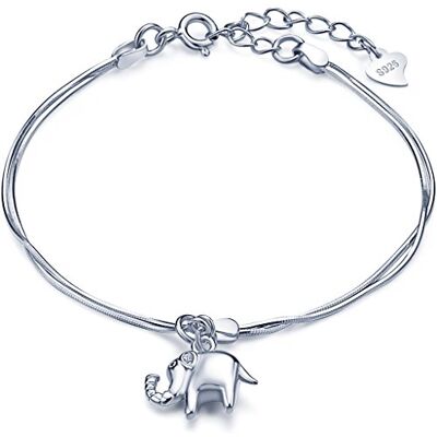 Unendlich U Armband voor dames, meisjes, 925 sterling zilver, lieve olifant armband, klaverblad, verstelbare meerlagige armband, cadeau voor Kerstmis of verjaardag, Eén maat, Kunststof, kunstleer Unendlich U Armband voor dames, meisjes, 925 sterling zilver, lieve olifant armband, klaverblad, verstelbare meerlagige armband, cadeau voor Kerstmis of verjaardag, Eén maat, Kunststof, kunstleer