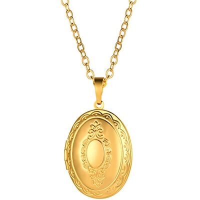 U7 Womens meisjes ovaal/boek/ronde vorm medaillon hanger ketting, vintage Europese religie stijl geheugen foto sieraden, verstelbare rolo ketting, kerstdag cadeau, Geen steen U7 Womens meisjes ovaal/boek/ronde vorm medaillon hanger ketting, vintage Europese religie stijl geheugen foto sieraden, verstelbare rolo ketting, kerstdag cadeau, Geen steen