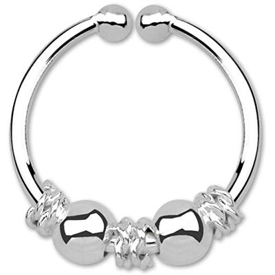 Modern Nature Piercing-Schmuck Fake neuspiercing septum met zilveren ballen 1,0 x 10 mm 925 zilver, Zilver 925 Modern Nature Piercing-Schmuck Fake neuspiercing septum met zilveren ballen 1,0 x 10 mm 925 zilver, Zilver 925