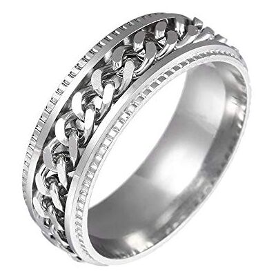 BlackAmazement 316L roestvrij staal roterende ring ketting inlay ketting ring blauw zwart zilver goud IP spinning center vrouwen mannen, Roestvrij staal BlackAmazement 316L roestvrij staal roterende ring ketting inlay ketting ring blauw zwart zilver goud IP spinning center vrouwen mannen, Roestvrij staal