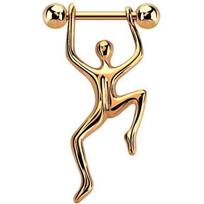 Modern Nature Piercing-Schmuck Borstpiercing heren met staaf en bolletjes in roségoud 1,6 mm, messing Modern Nature Piercing-Schmuck Borstpiercing heren met staaf en bolletjes in roségoud 1,6 mm, messing