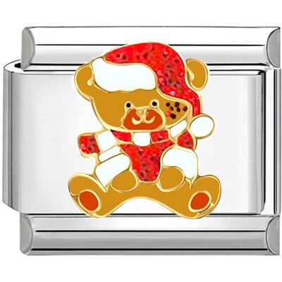 Quiges 9 mm Italiaanse stijl Charm Link module van roestvrij staal kerstbeer voor armbanden in Italiaanse stijl, koper, Koper Quiges 9 mm Italiaanse stijl Charm Link module van roestvrij staal kerstbeer voor armbanden in Italiaanse stijl, koper, Koper