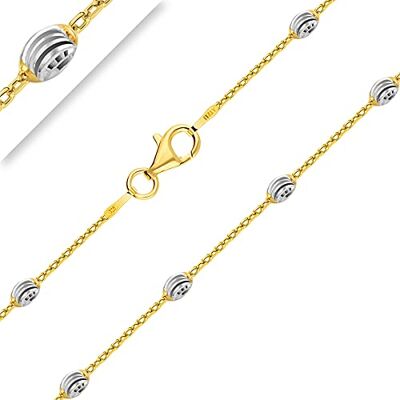Planetys Halsketting bol Moon ovaal diamant zilver 925/1000 tweekleurig verguld 18 karaat geelgoud breedte 3,2 mm 40-45-50-55-60-65-70 cm, Sterling zilver geelgoud zilver Planetys Halsketting bol Moon ovaal diamant zilver 925/1000 tweekleurig verguld 18 karaat geelgoud breedte 3,2 mm 40-45-50-55-60-65-70 cm, Sterling zilver geelgoud zilver