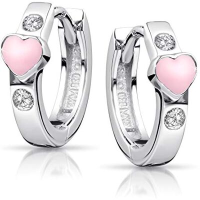 MATERIA by Matthias Wagner Materia 925 zilveren creolen voor kinderen, met gerhodineerde zirkonia, in 3 kleuren, sterling zilver, kubische zirkonia, Sterling zilver, Zirkonia MATERIA by Matthias Wagner Materia 925 zilveren creolen voor kinderen, met gerhodineerde zirkonia, in 3 kleuren, sterling zilver, kubische zirkonia, Sterling zilver, Zirkonia