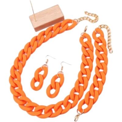 Tesselite Set van 4 acryl chokers voor dames, boho-stijl, mat, kleurrijk, oorbellen, armband, halskettingen, sieradensets, één maat, acryl Tesselite Set van 4 acryl chokers voor dames, boho-stijl, mat, kleurrijk, oorbellen, armband, halskettingen, sieradensets, één maat, acryl