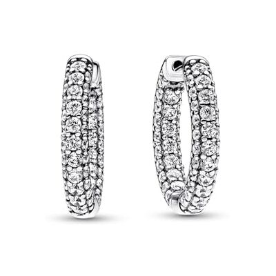 PANDORA Tijdloze oorbellen van sterling zilver met zirkonia in de kleur zilver, 282622C01 PANDORA Tijdloze oorbellen van sterling zilver met zirkonia in de kleur zilver, 282622C01
