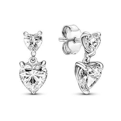 PANDORA Oorsteker "Doppelherz" zilver met zirkonia 291199C01, Sterling zilver, Zirkonia PANDORA Oorsteker "Doppelherz" zilver met zirkonia 291199C01, Sterling zilver, Zirkonia