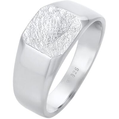 Kuzzoi Zegelring voor heren, mat, 925 sterling zilver, klassiek, massief zilver (11 mm), herenring, maat 60-66 Kuzzoi Zegelring voor heren, mat, 925 sterling zilver, klassiek, massief zilver (11 mm), herenring, maat 60-66