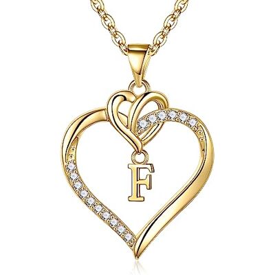 TINGN Hartvormige halsketting voor dames, zilver-goud, 14 karaat witgoud verguld, initiaalketting met hartvormige hanger, kubieke zirkonia, verjaardagscadeau voor vrouw, vriendin, moeder, Wit Goud TINGN Hartvormige halsketting voor dames, zilver-goud, 14 karaat witgoud verguld, initiaalketting met hartvormige hanger, kubieke zirkonia, verjaardagscadeau voor vrouw, vriendin, moeder, Wit Goud