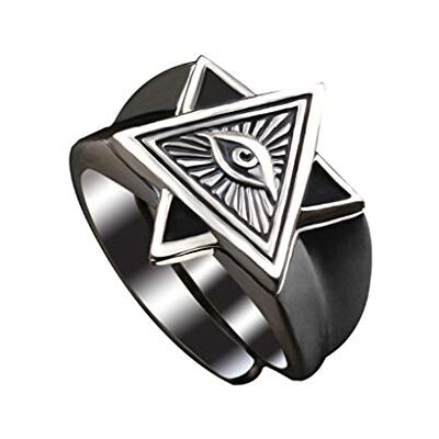 QIAMNI Retro roestvrij stalen herenring, God oog zegelring, verstelbaar, hiphop-rapper, geschenk, zirkonia, zirkonia QIAMNI Retro roestvrij stalen herenring, God oog zegelring, verstelbaar, hiphop-rapper, geschenk, zirkonia, zirkonia