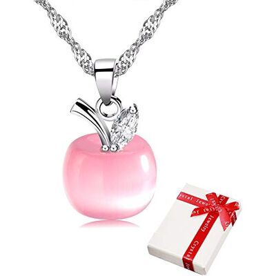 zooting Halsketting voor dames, appelvorm, roze, hanger met strass, voor tienermeisjes, vrouwen, roze, gesimuleerde steen, kat, zilveren sieraden, cadeau voor vriendin, dochter, moeder, verjaardag, 45 cm zooting Halsketting voor dames, appelvorm, roze, hanger met strass, voor tienermeisjes, vrouwen, roze, gesimuleerde steen, kat, zilveren sieraden, cadeau voor vriendin, dochter, moeder, verjaardag, 45 cm