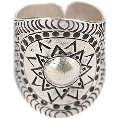 81stgeneration Karen Hill Tribe Tribal Sun Aztec damesring van 999 zilver, verstelbaar, zonder steen, sterling zilver, Zonder steen 81stgeneration Karen Hill Tribe Tribal Sun Aztec damesring van 999 zilver, verstelbaar, zonder steen, sterling zilver, Zonder steen