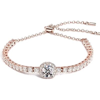 FEIKFEIZ Tennisarmband van moissaniet, laboratoriummoissaniet 2CT (8 mm), 18 karaat roségoud verguld, verstelbare gouden armband voor dames, cadeau-idee voor sieraden FEIKFEIZ Tennisarmband van moissaniet, laboratoriummoissaniet 2CT (8 mm), 18 karaat roségoud verguld, verstelbare gouden armband voor dames, cadeau-idee voor sieraden