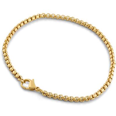 Akitsune Baca kettingschakels armband 3 mm diameter Box Rolo ketting heren vrouwen roestvrij staal karabijnhaak minimalistisch, roestvrij staal Akitsune Baca kettingschakels armband 3 mm diameter Box Rolo ketting heren vrouwen roestvrij staal karabijnhaak minimalistisch, roestvrij staal